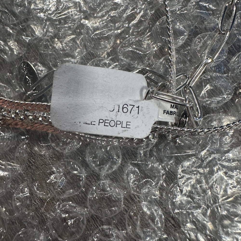Free People Syrus Necklace‎ NWT OS Silver Black Cabochon Multi-Strand Drop - Picture 8 of 8